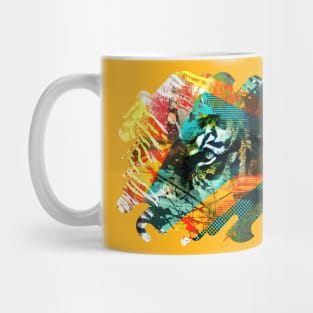 Bengal Tiger in  Abstract Paint Digital art Mug